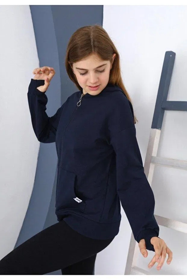 Детский кардиган на молнии с длинным рукавом Emilakids, Navy Blue — фото 3