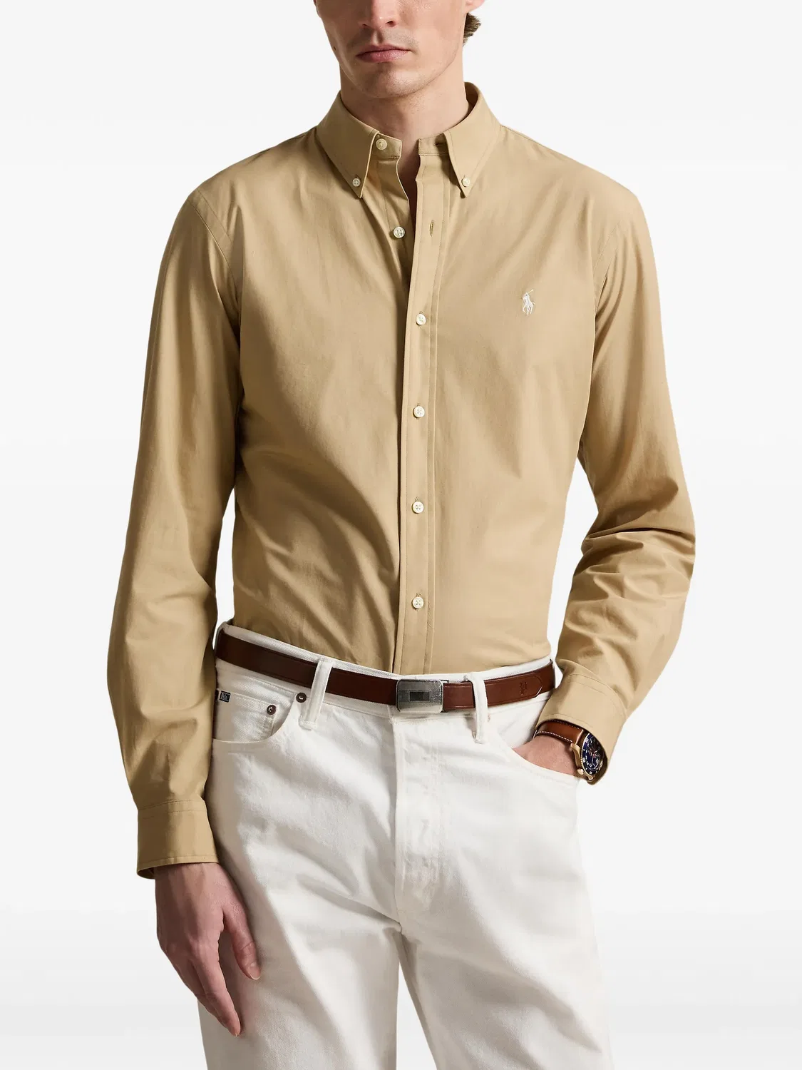 Рубашка из поплина Polo Ralph Lauren, нейтральные — фото 2