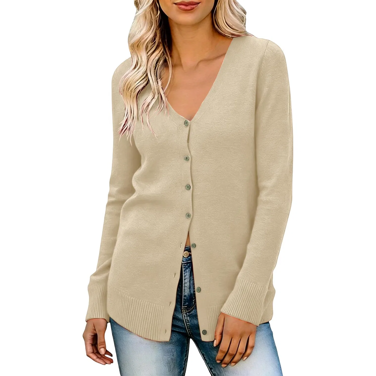 Женское пальто с V-образным вырезом и пэчворк-вставками, Beige
