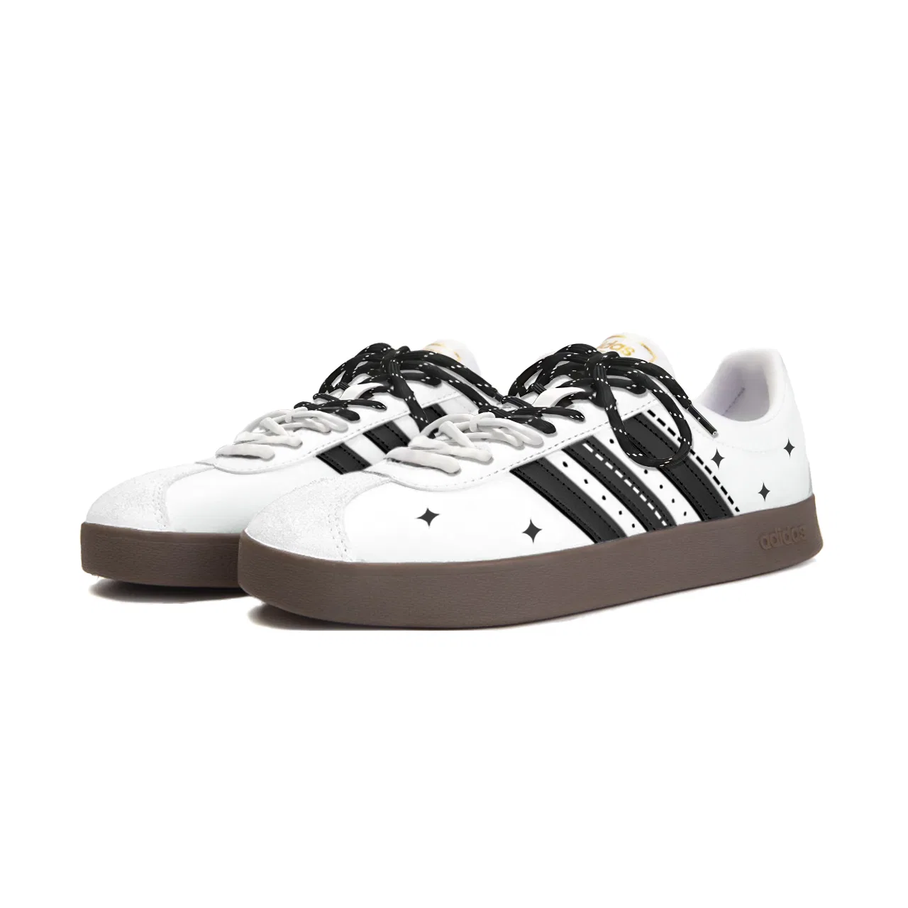 Детские кроссовки-скейтборды с ручной росписью Adidas, Black White — фото 4