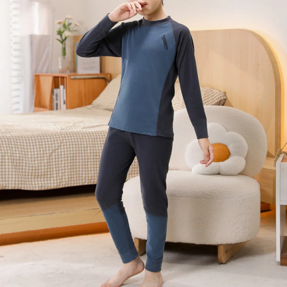 Детское термобелье с принтом Cotton Gene, Patchwork Navy Blue — фото 3