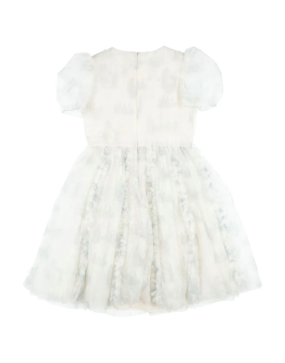 Детское платье для девочек из фатина с поясом Monnalisa, айвори — фото 2