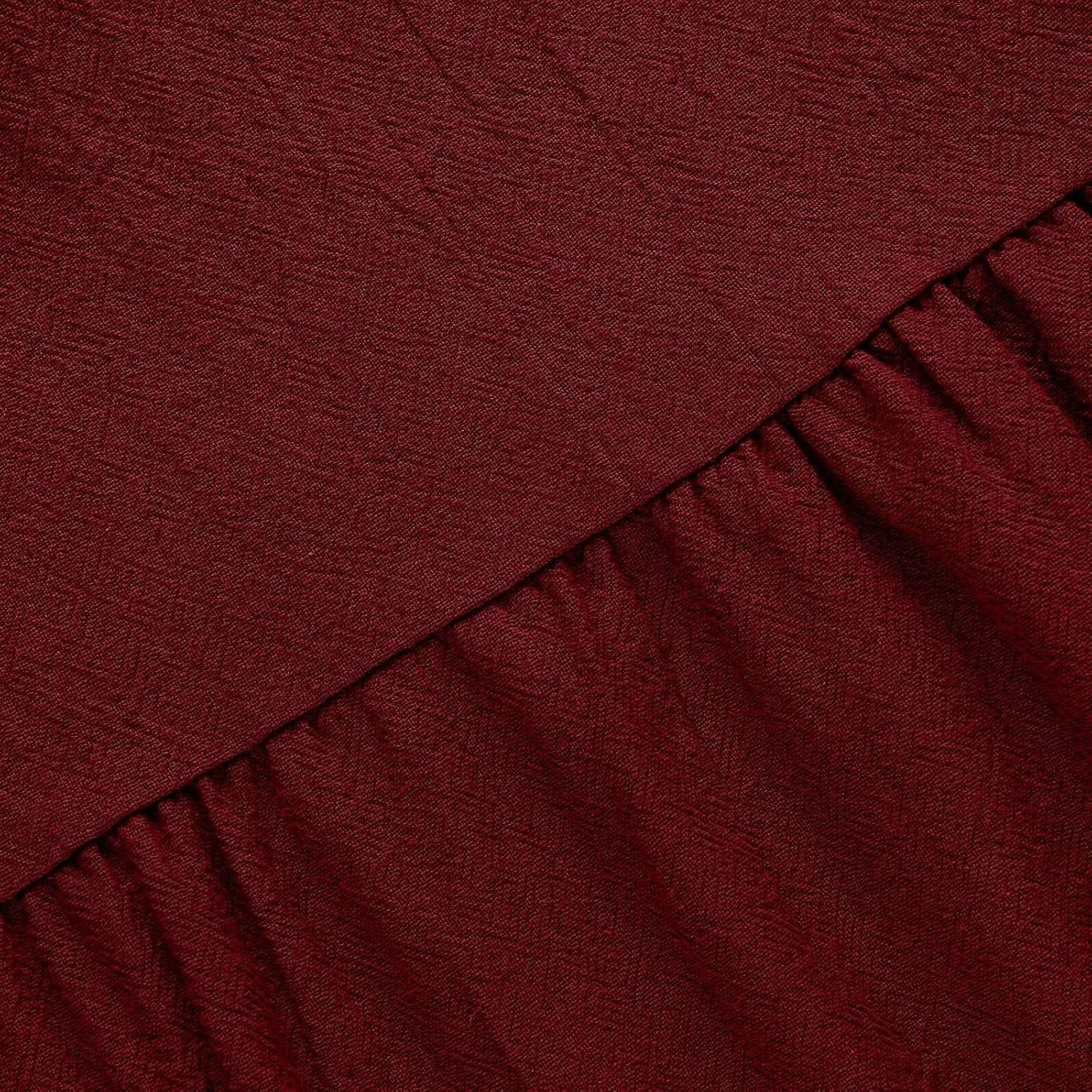 Повседневное льняное платье макси с v-образным вырезом, Deep Red — фото 3