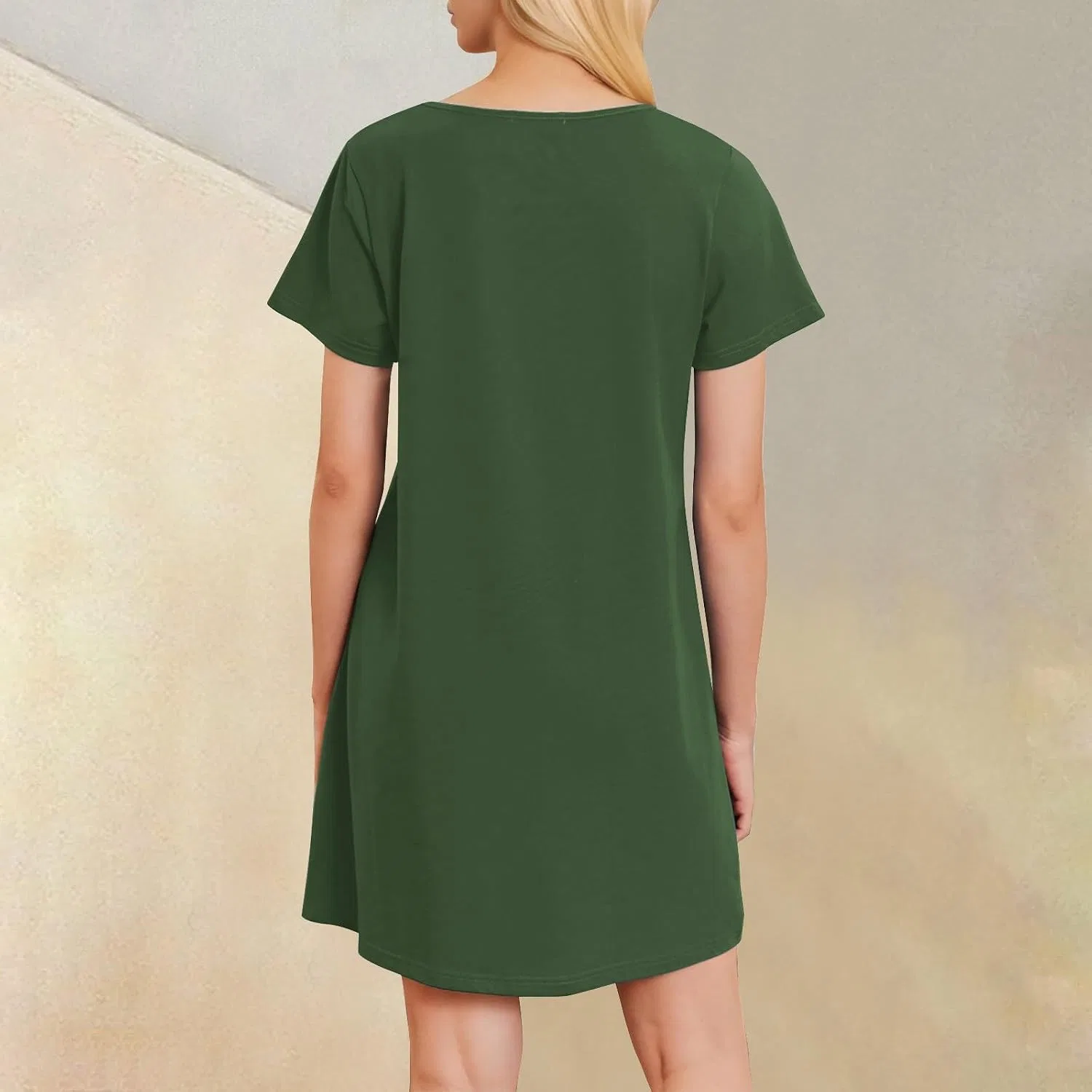 Женское летнее мини-платье с коротким рукавом T-Shirt Dress, Green — фото 4
