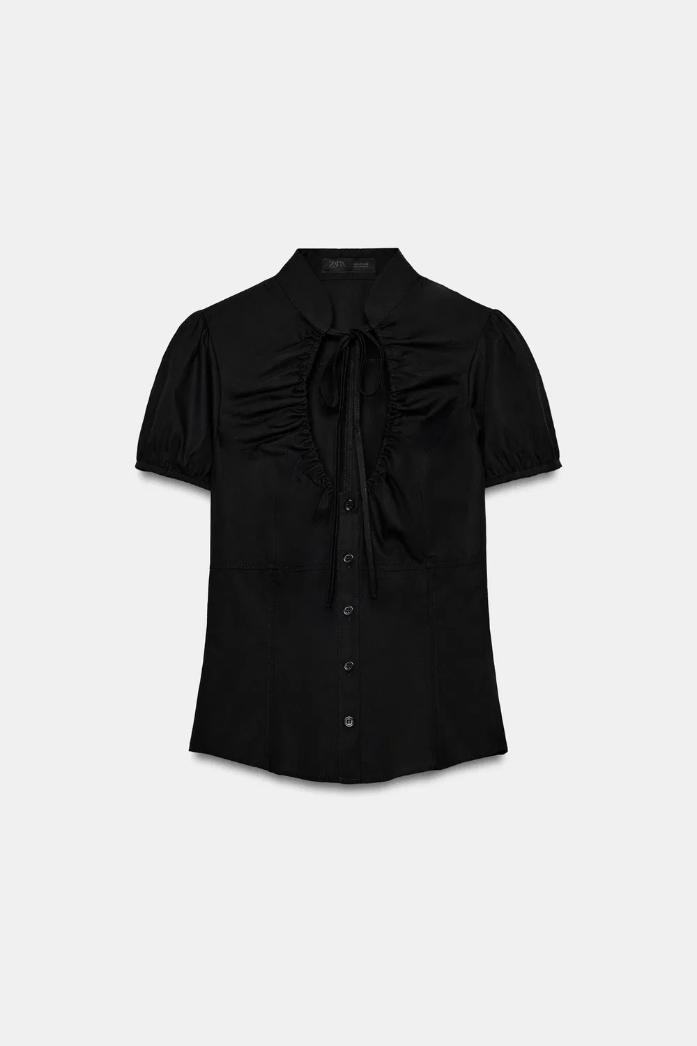 Топ из поплина с завязками ZARA, Black — фото 4