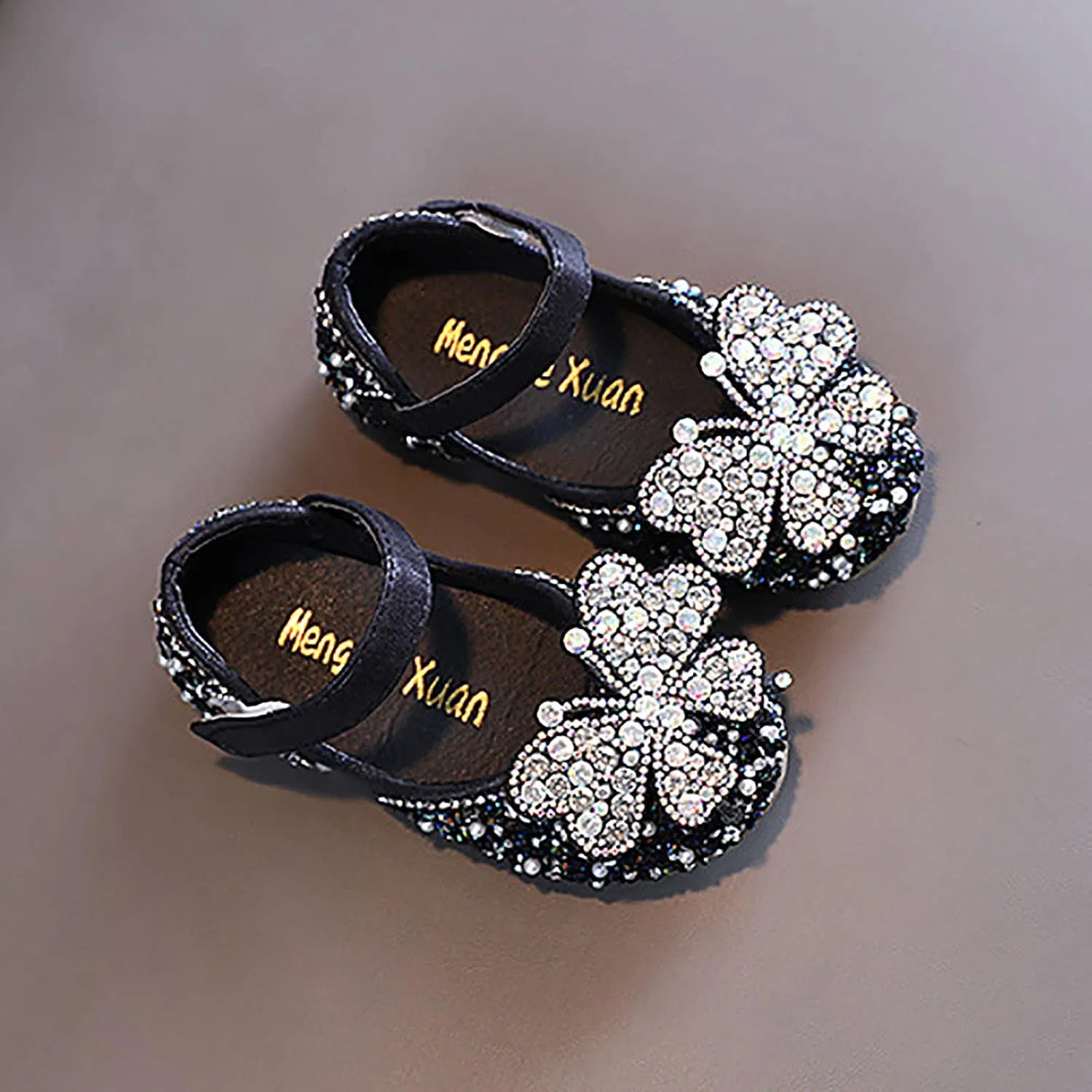 Детские туфли для девочек с принтом Rhinstones Mary Jane Ballet Flats, Black — фото 4
