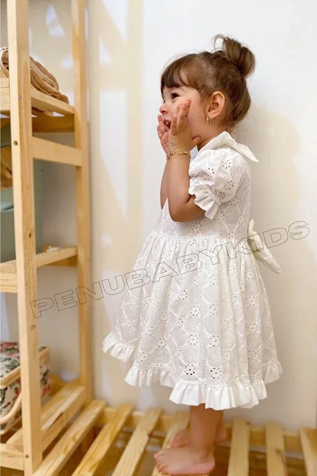 Детское платье для девочек с коротким рукавом angel Penu Baby Kids, White — фото 3