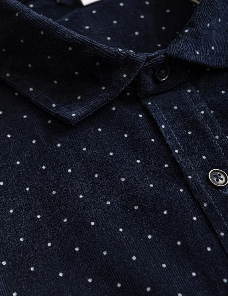 Мужская рубашка U.S. Polo Assn. White Label Dot Corduroy, темно-синий — фото 4