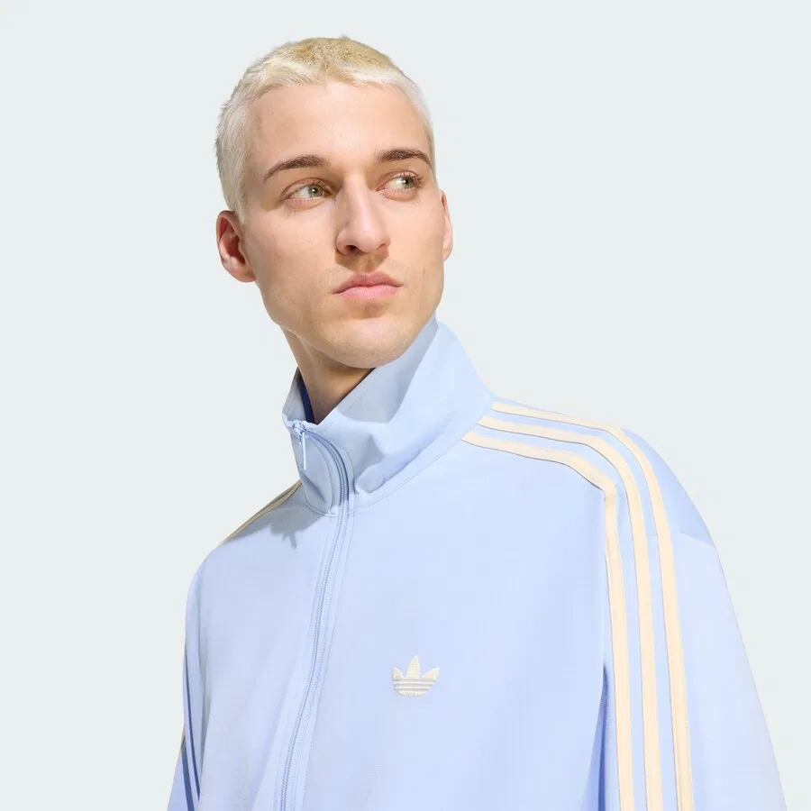 Худи на молнии ADIDAS ORIGINALS 'Firebird' светло-голубого цвета — фото 3