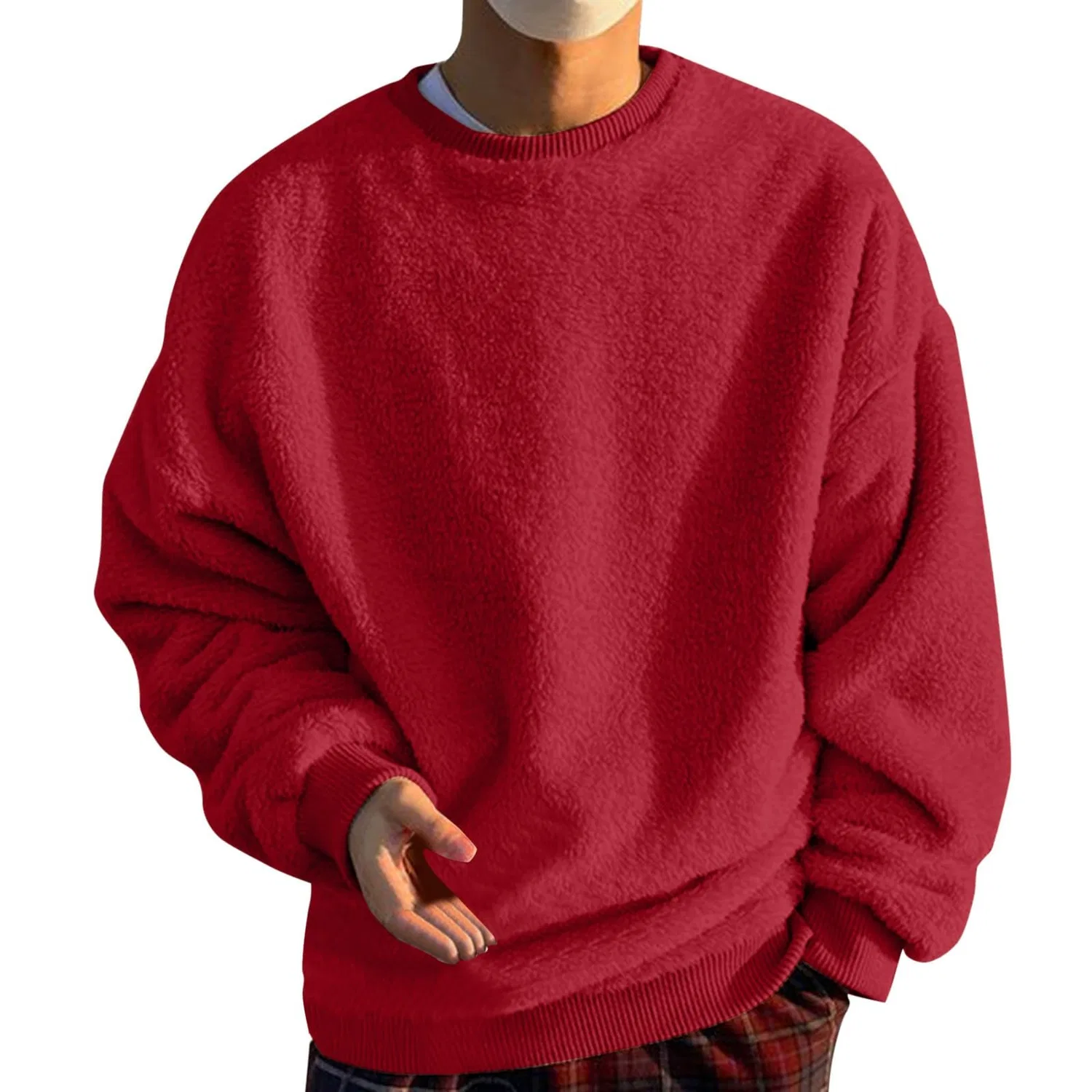 Мужской свитшот оверсайз с флисом Pullover Sweatshirt, Watermelon Red