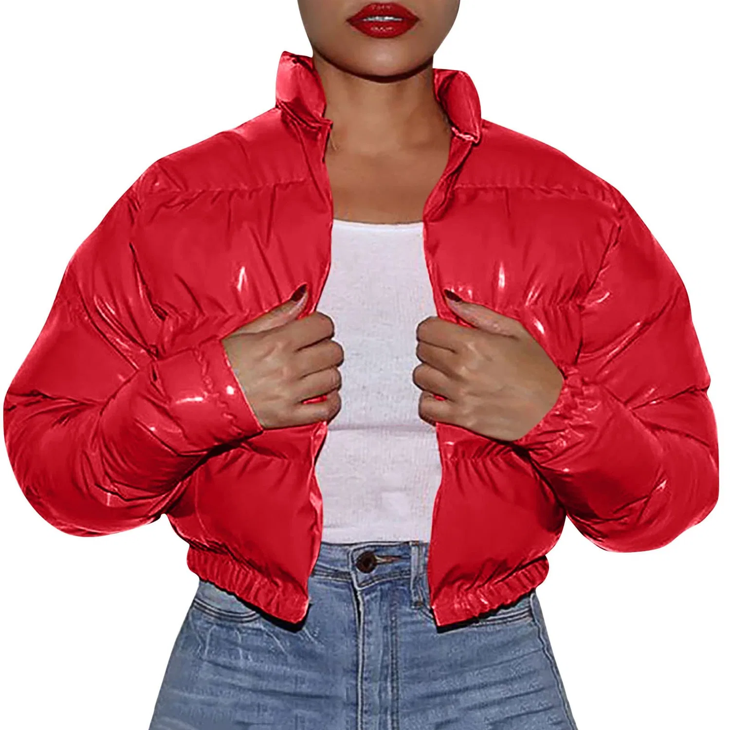 Женское короткое хлопковое пальто Donne Autunno e Inverno, Rosso
