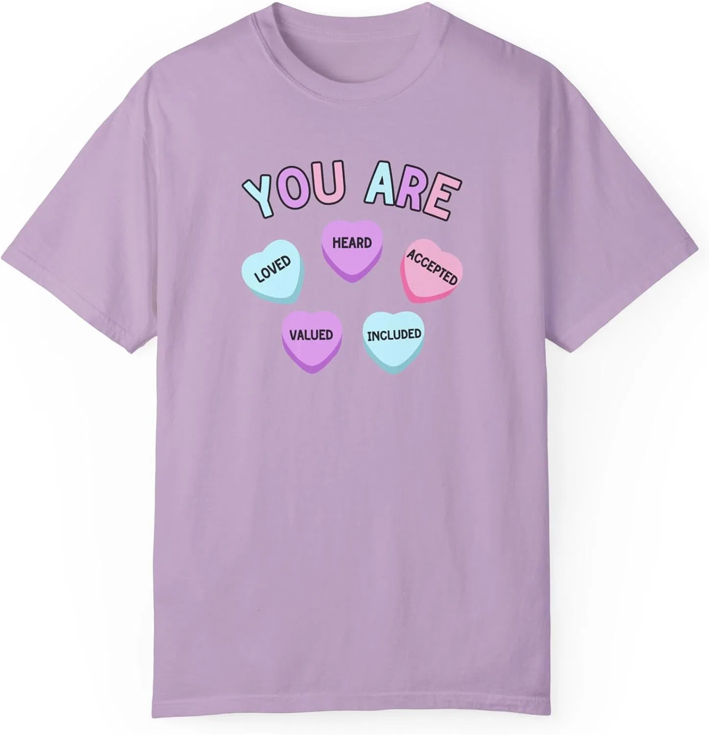 Женская футболка с конфетными сердечками Comfort Colors, Orchid
