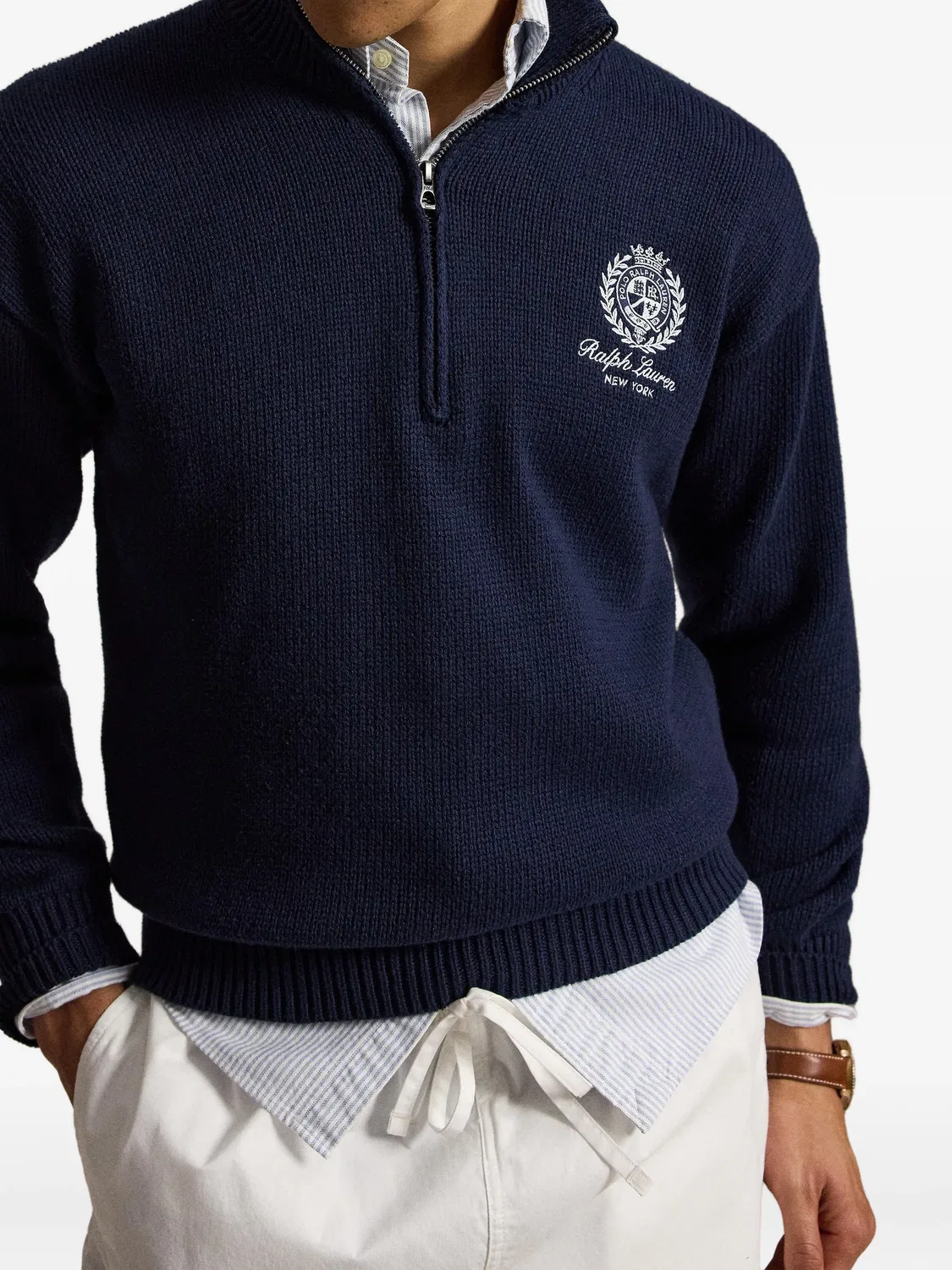 Polo Ralph Lauren Свитер на молнии с вышивкой, синий — фото 2