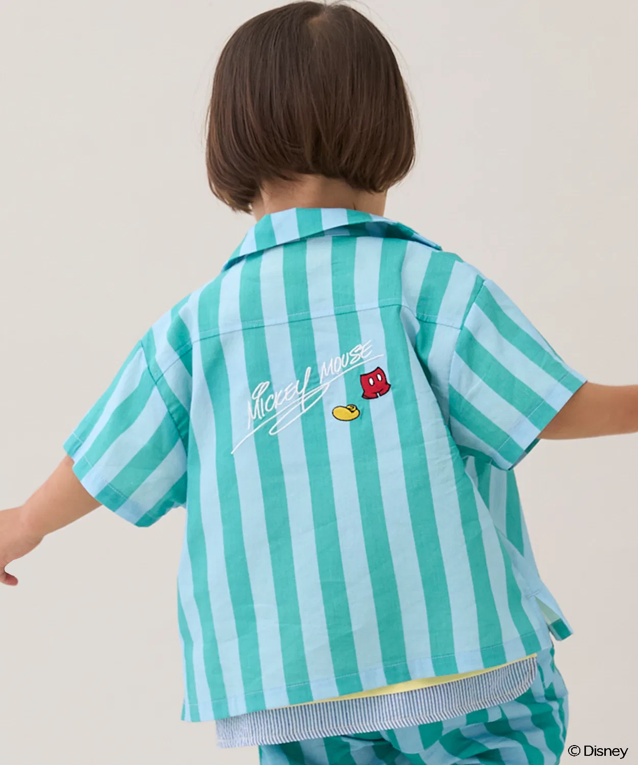 Детская рубашка с коротким рукавом с принтом Mickey Mouse, модель Main, petit main, Turquoise Blue — фото 2