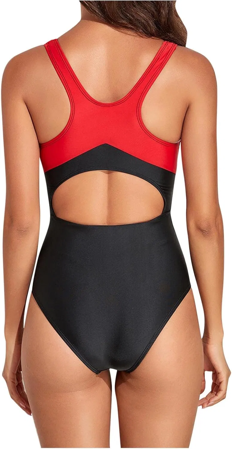 Женский слитный купальник с вырезом на спине Athletic Racerback, Red — фото 3