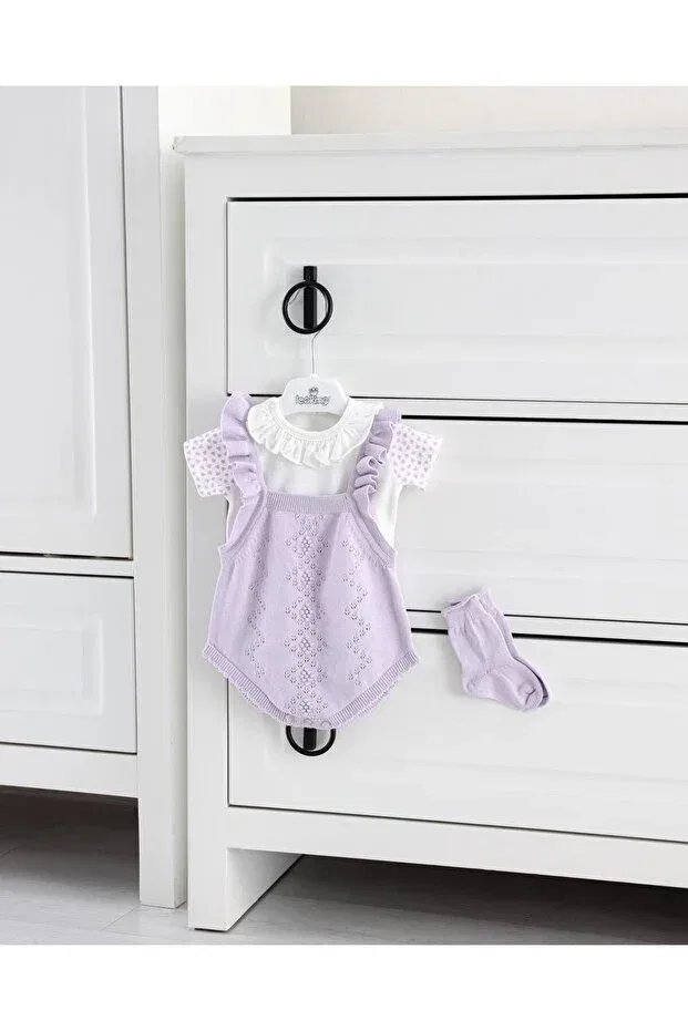 Детский комбинезон хлопковый модель 100% premium organic cotton 2 pieces purple summer baby salopet jumpsuit aly00749 Leoking, Purple
