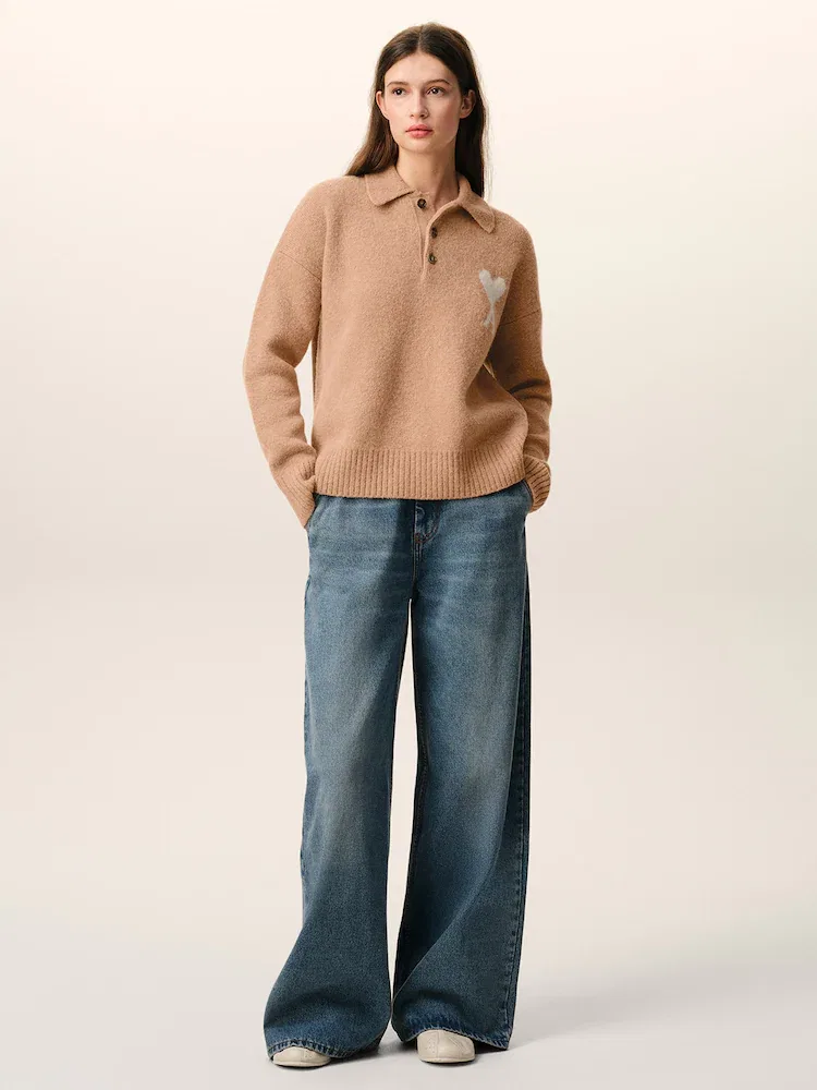 Свитер поло, альпака, Adc Polo AMI PARIS, Brown