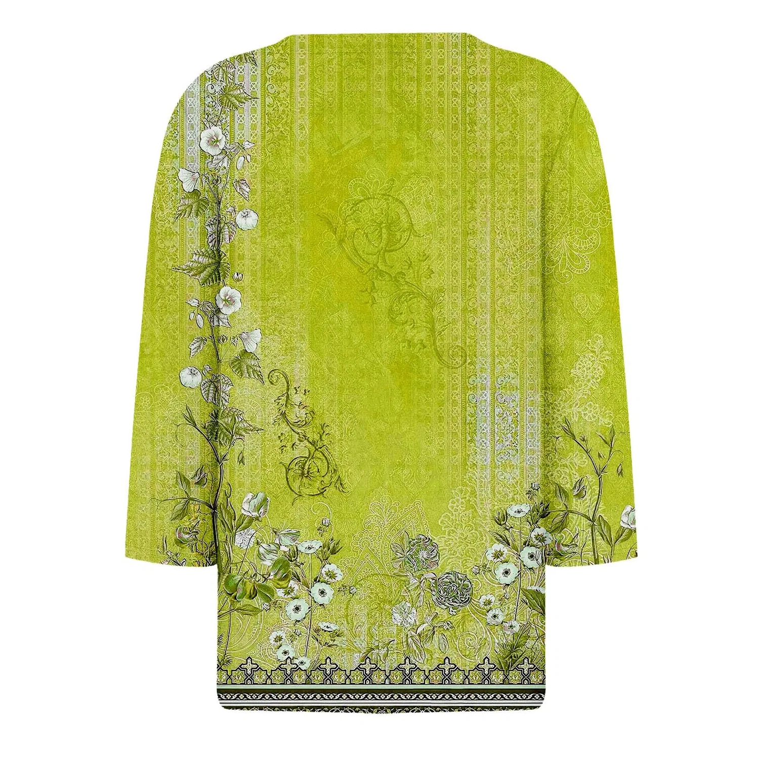 Женская блуза с принтом Women Blouses 3/4 Sleeve V Neck Casual Elegant Summer Boho Floral Print Blouses, 42#giallo — фото 4