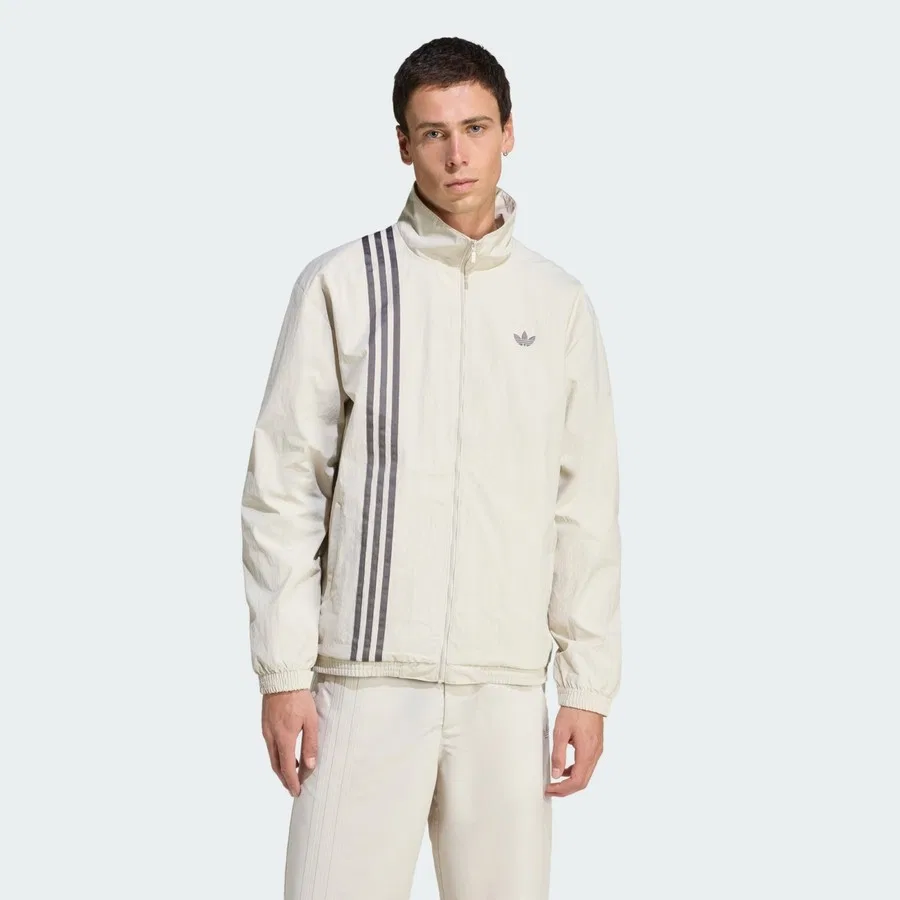 Женская куртка из футера с принтом Firebird Front Stripes Woven Track Top adidas Originals, Бежевый