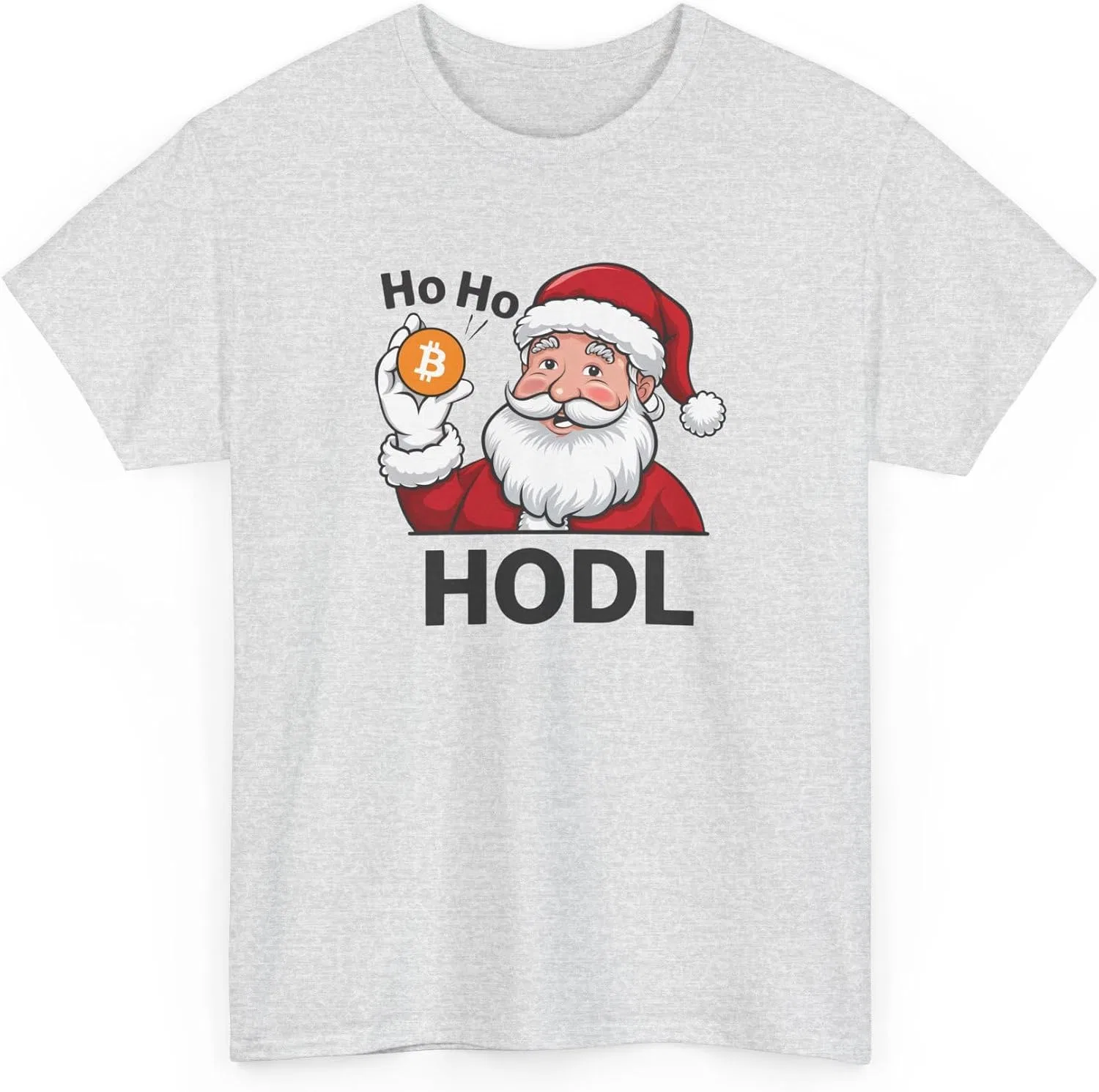 Футболка с принтом Bitcoin Santa Gildan 5000, Ash