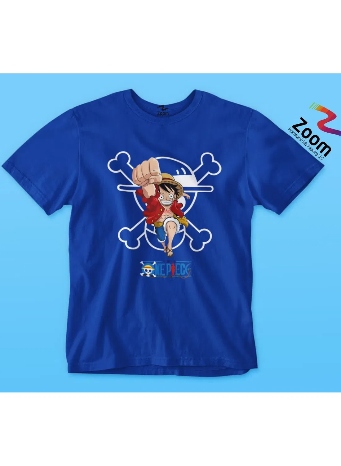 Футболка с принтом Luffy Zoom, синяя