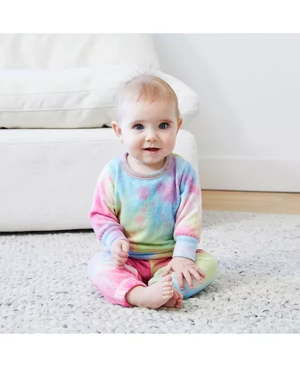 Детский комплект из футера с принтом Unisex Hacci Loungewear Set In Tie Dye PaigeLauren, Multi/Tie-Dye — фото 3