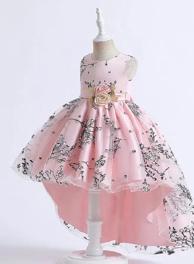 Платье с вышивкой и шлейфом для цветочницы Best Gift Fashion, розовый — фото 2