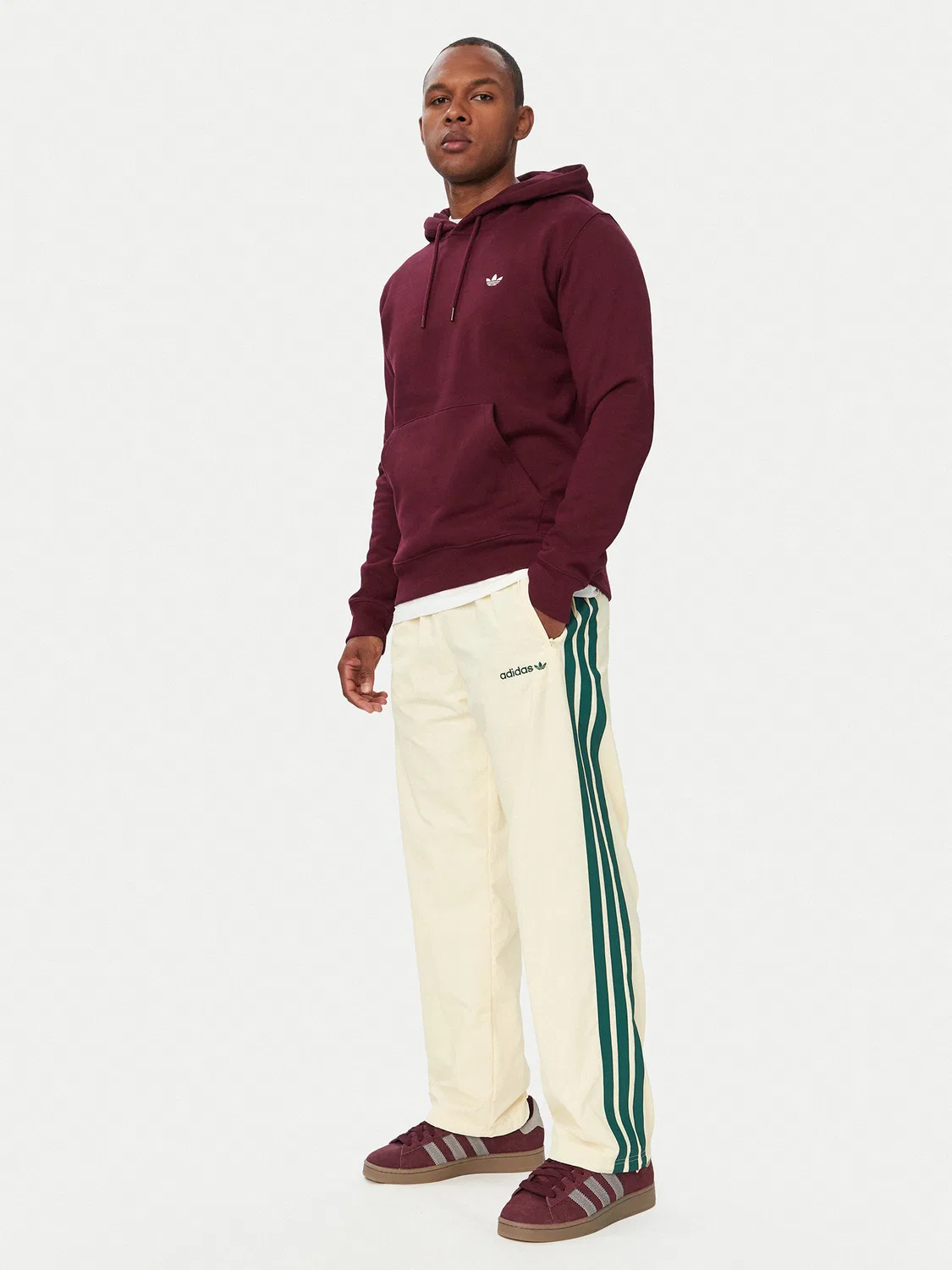 Мужские спортивные штаны стандартного кроя Cutline Track Tracksuit Bottoms Adidas, кремовый — фото 2