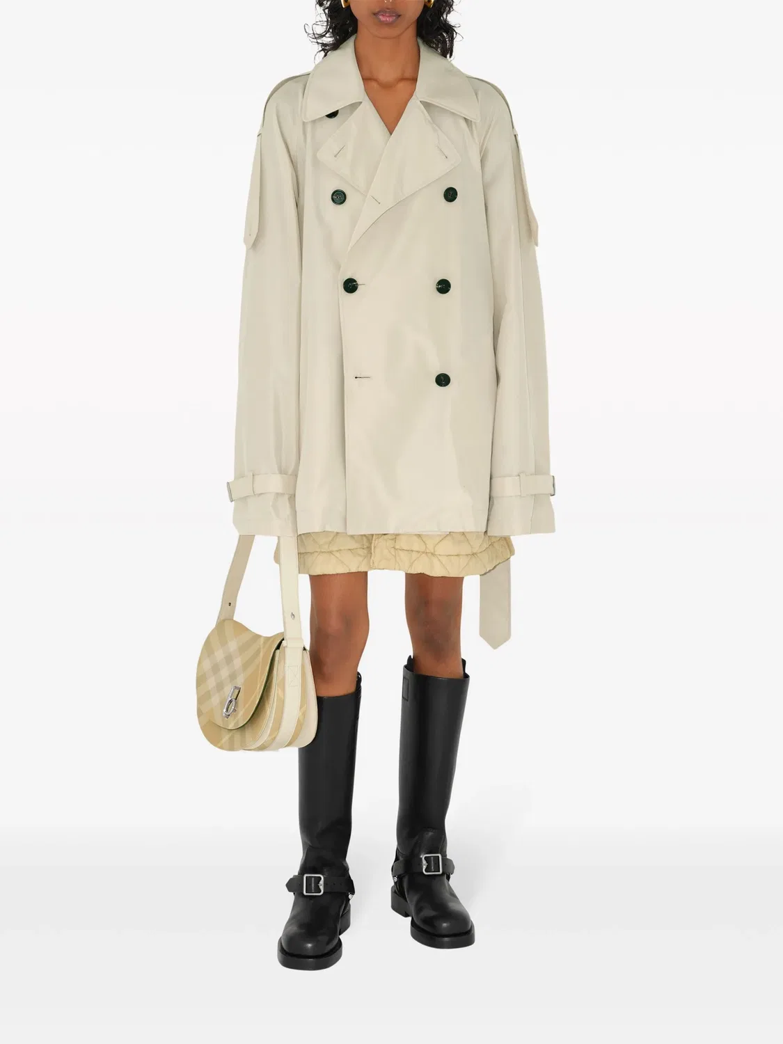 Короткий шелковый тренч Burberry, светло-бежевый — фото 4