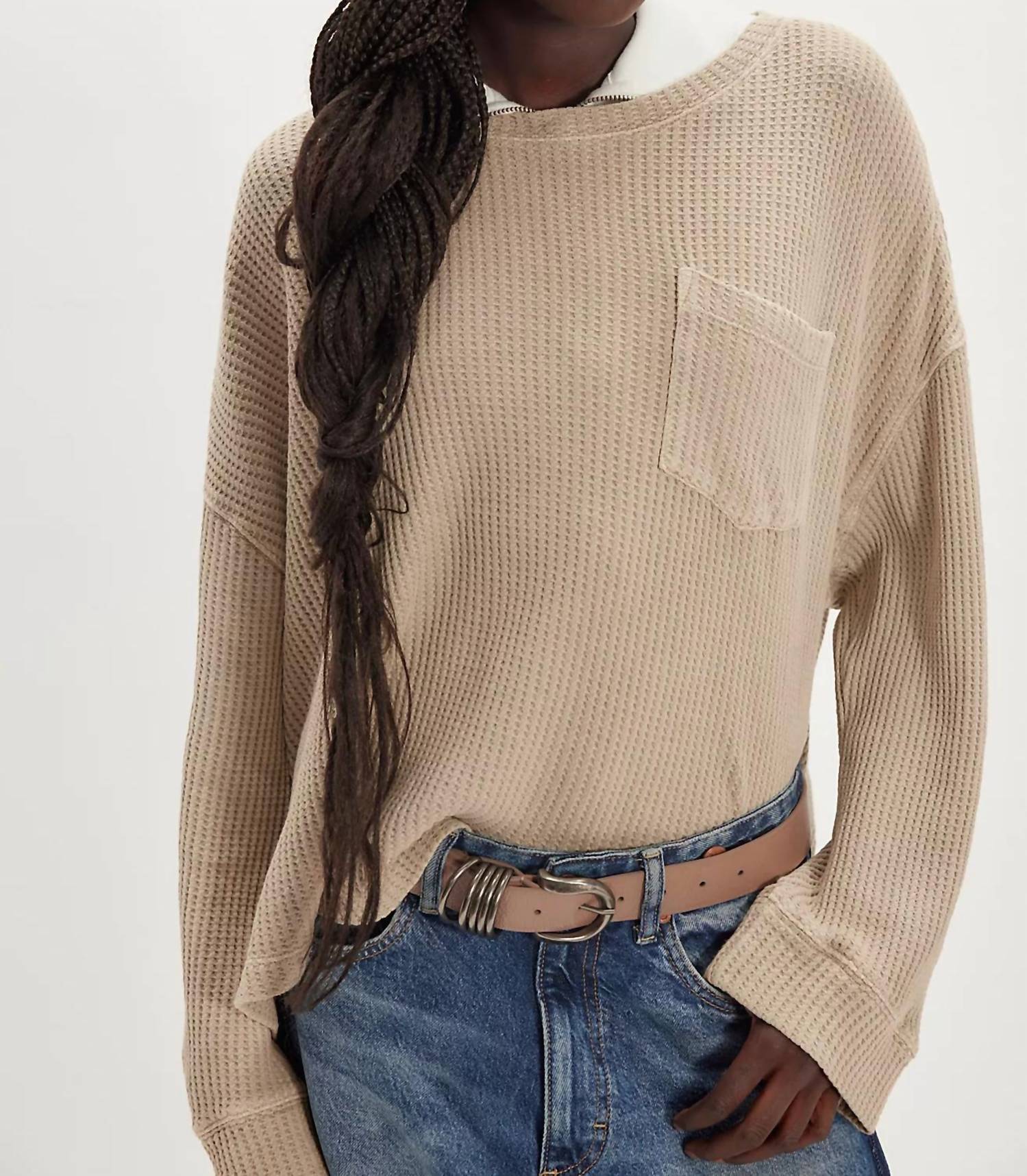 

Термосвитер Dawson Pocket Thermal Sweater в цвете Smooth Stone Free People, smoothe stone
