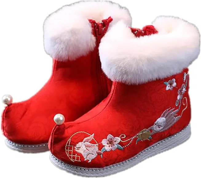 Детские сапоги для девочек с бархатом MATERUIEYES, Red
