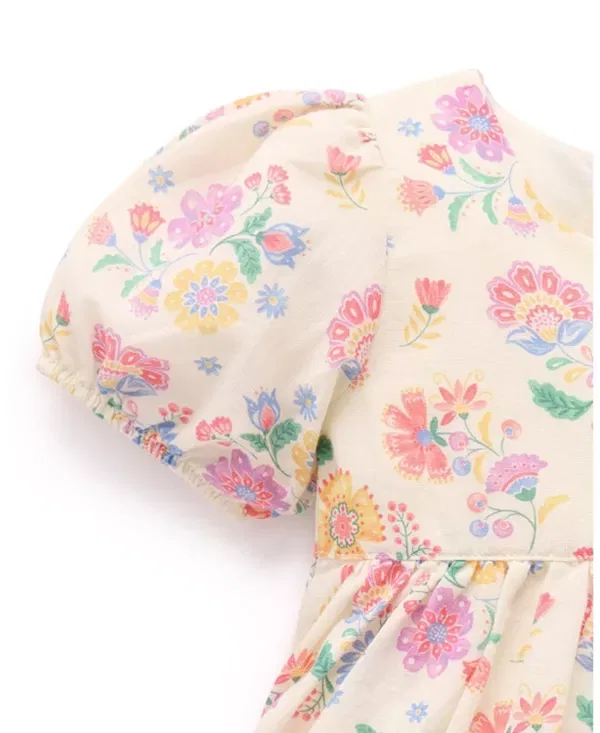 Детское платье для девочек из льняной смеси с комплектом повязок Purebaby, Mexican Floral — фото 3