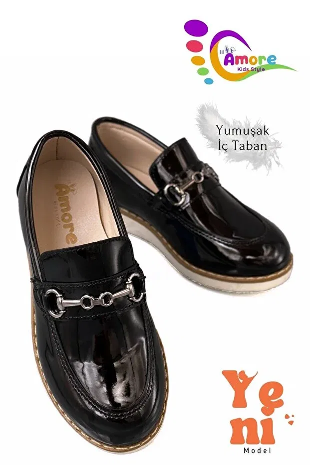 Детские туфли для мальчиков с пряжкой Moda Anna, Tr Black And White