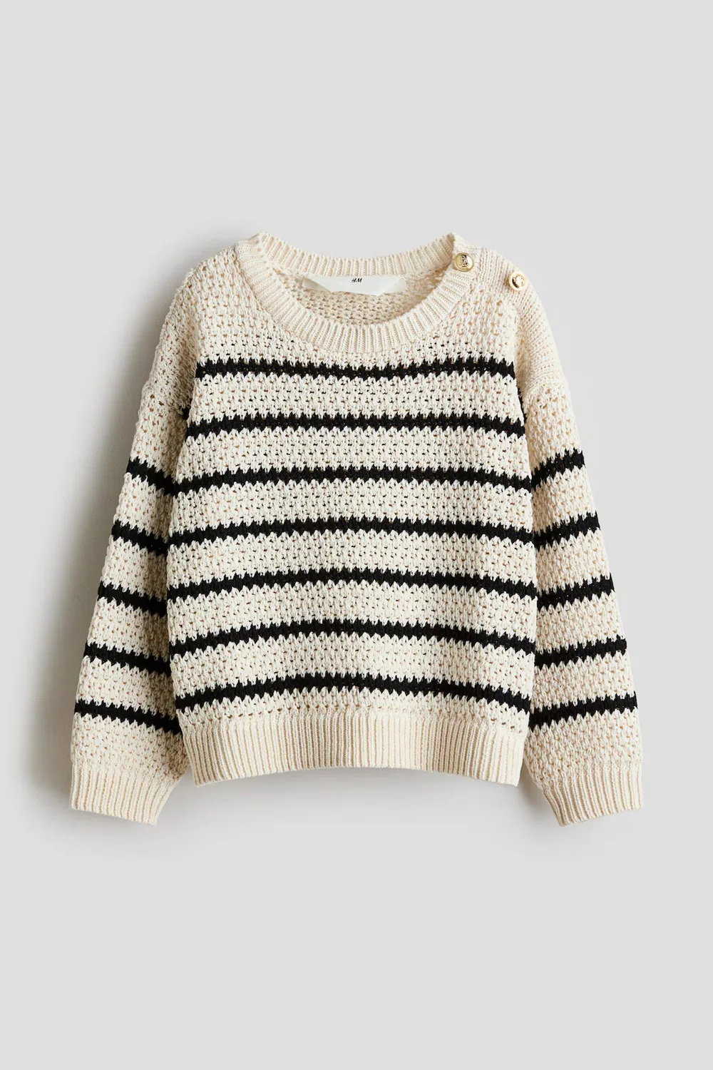Ажурный вязаный свитер H&M, Hellbeige/Gestreift — фото 4