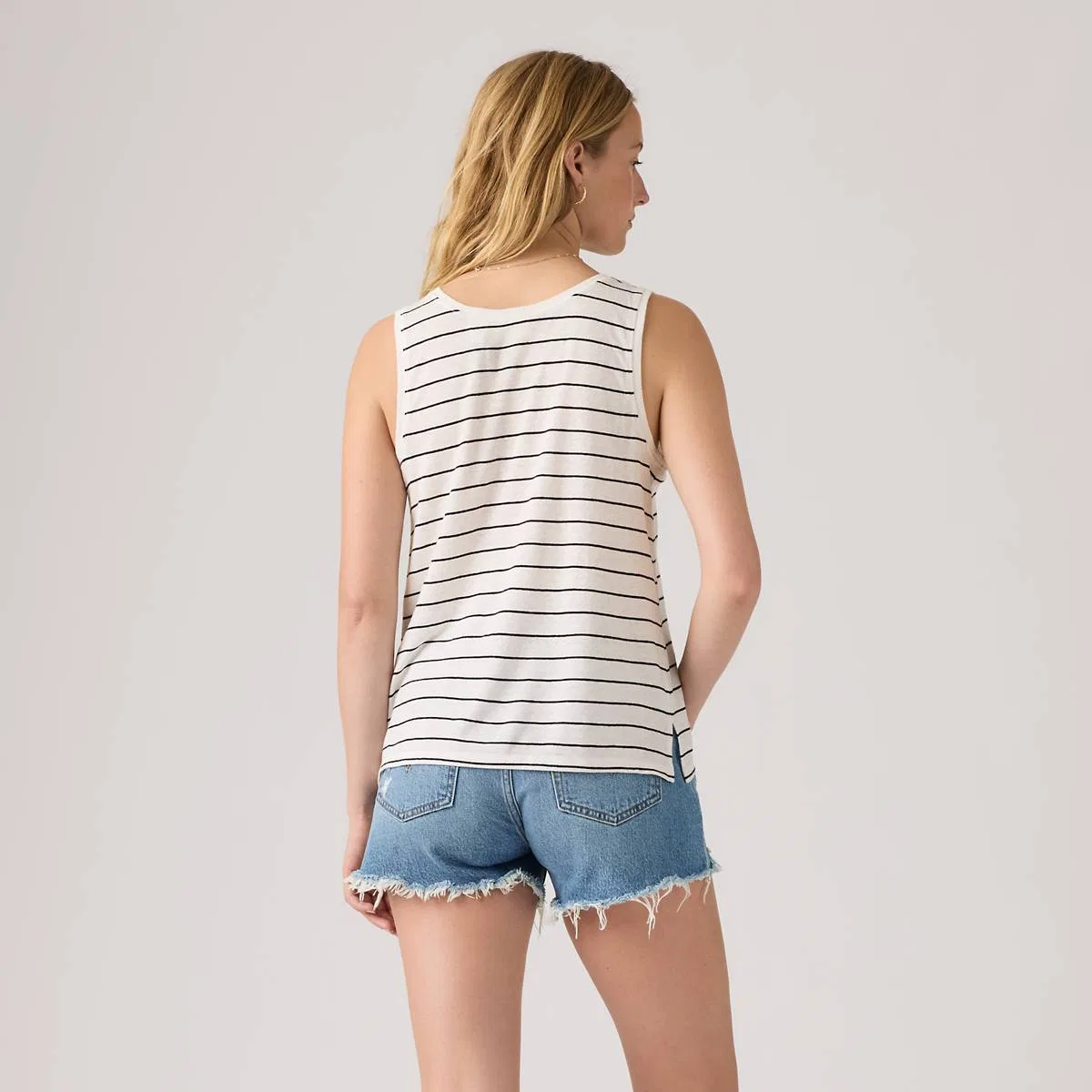 Льняная майка с вырезом «Лори» Levi's, Donna Stripe Egret - White — фото 4