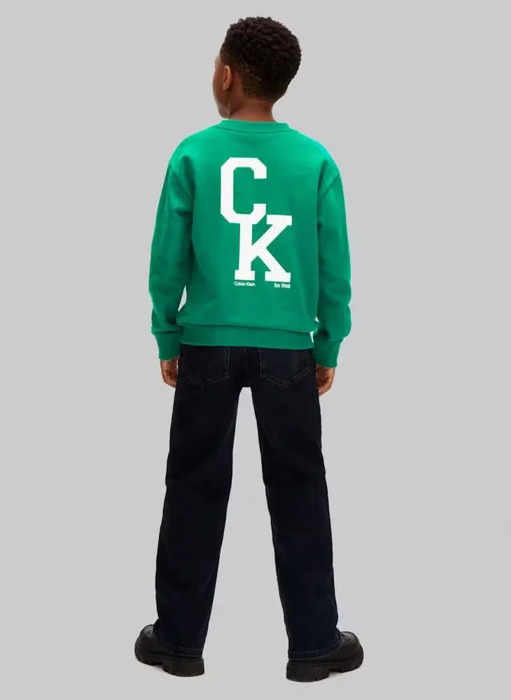 Свитшот свободного кроя с круглым выворотом Calvin Klein Jeans, зеленый — фото 2