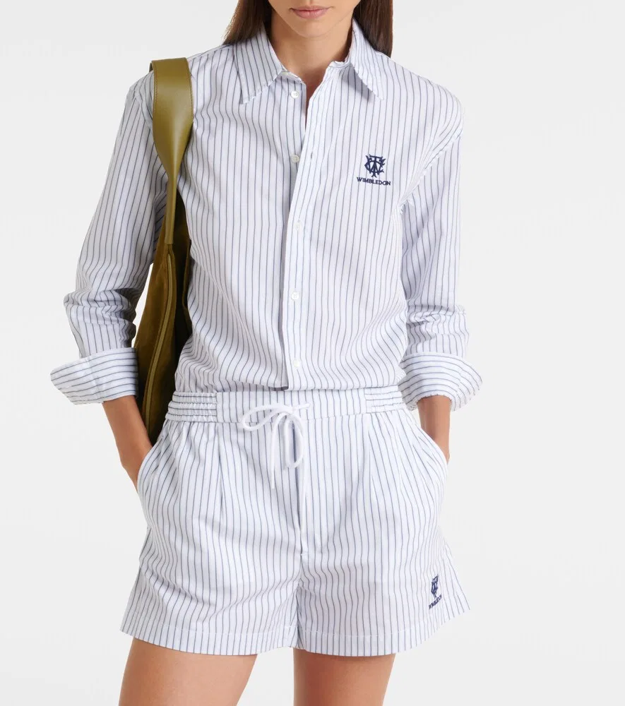 Хлопковая полосатая рубашка Wimbledon Polo Ralph Lauren, белый — фото 2
