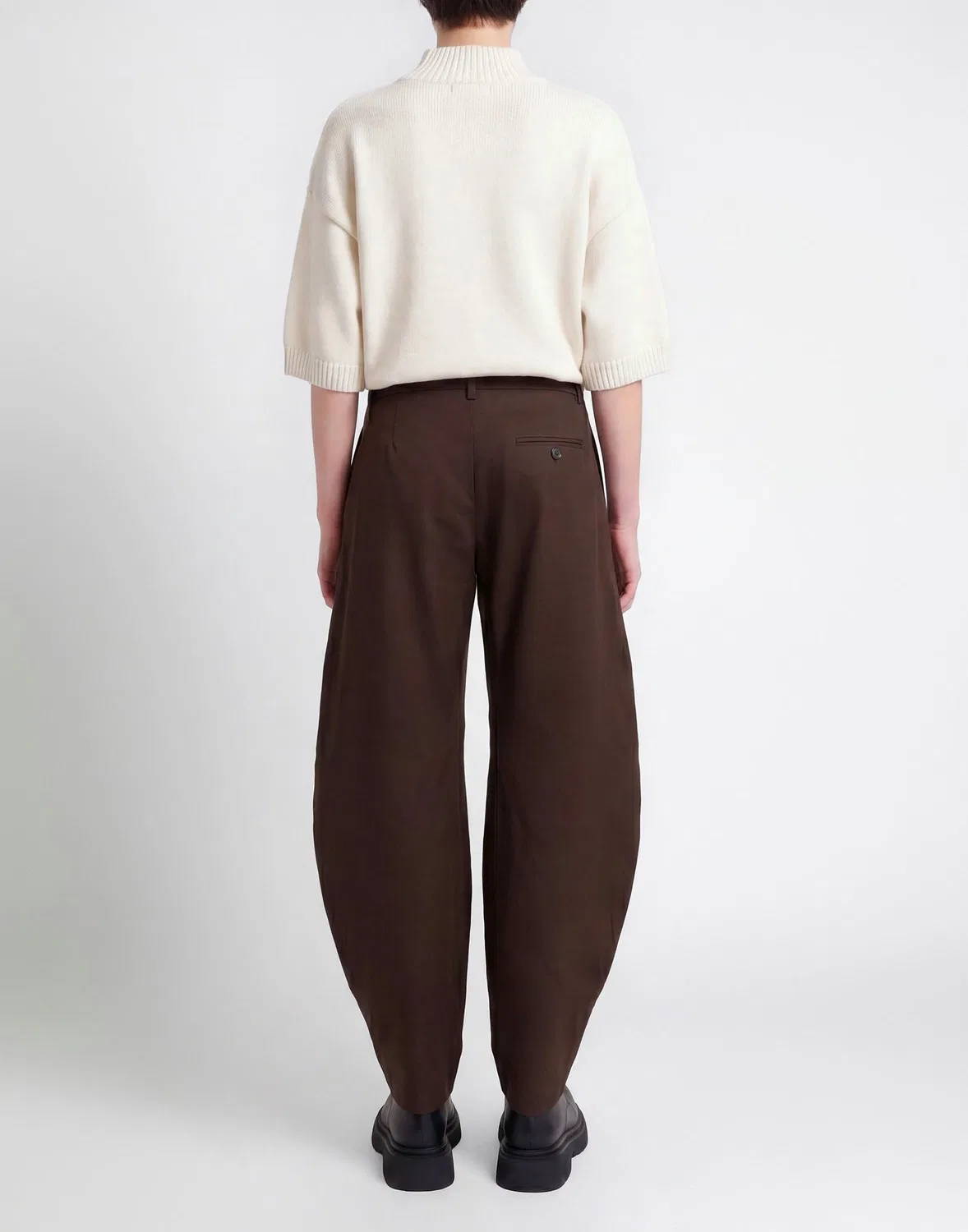 Женские широкие брюки из шерсти Acne Studios, темно-коричневый — фото 3