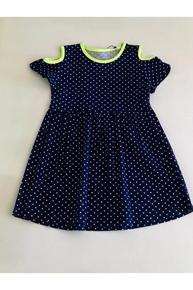 Детское платье для девочек с коротким рукавом Çizmeli Kedi, Navy Blue