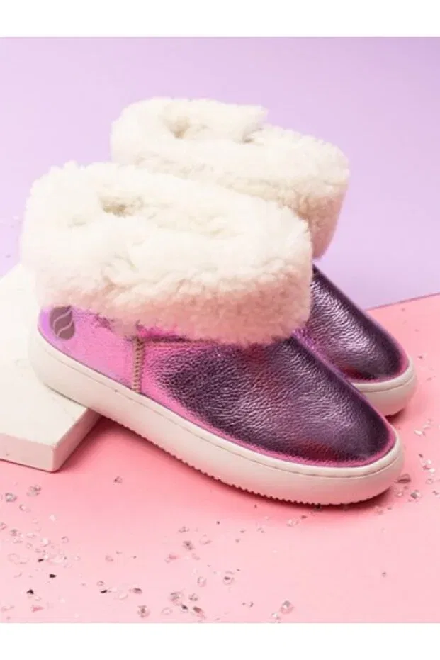 Детские сапоги для девочек с мехом Generic Brands, Pink — фото 3