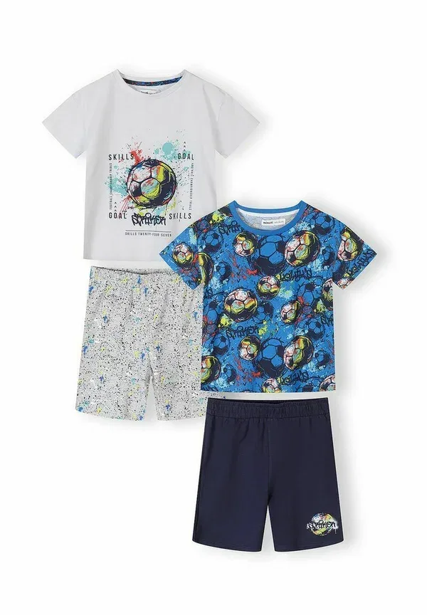 Комплект пижам с коротким рукавом и принтом Minoti, navy white, белый/темно-синий