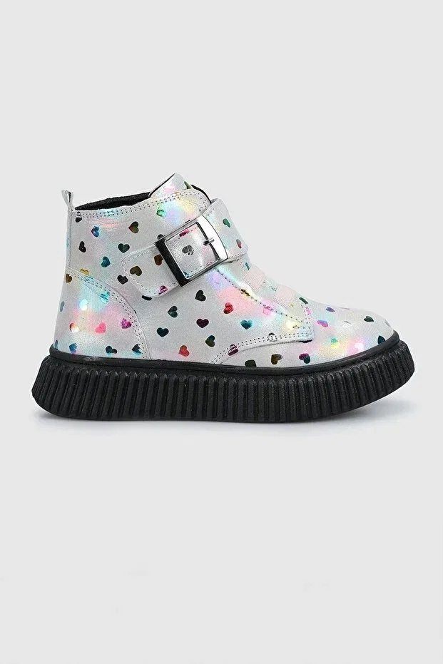 Детские ботинки для девочек с принтом My Mini's Flowers Minigimin Cicileri, Light Gray-61247 — фото 2