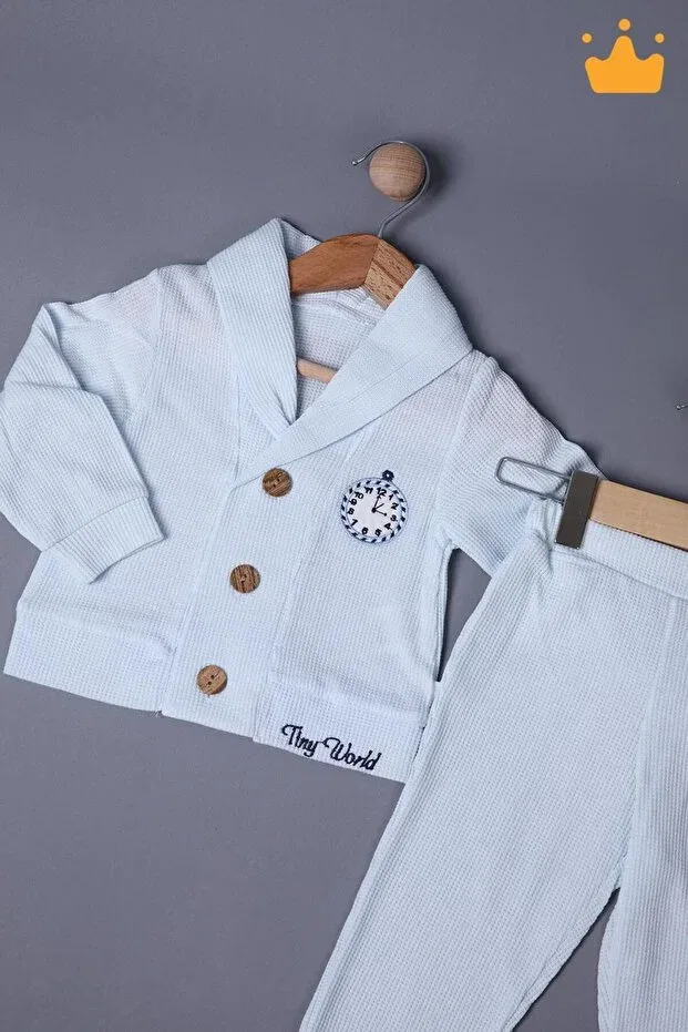 Детский комплект для мальчиков с отложным воротником Babyhola, Blue — фото 3