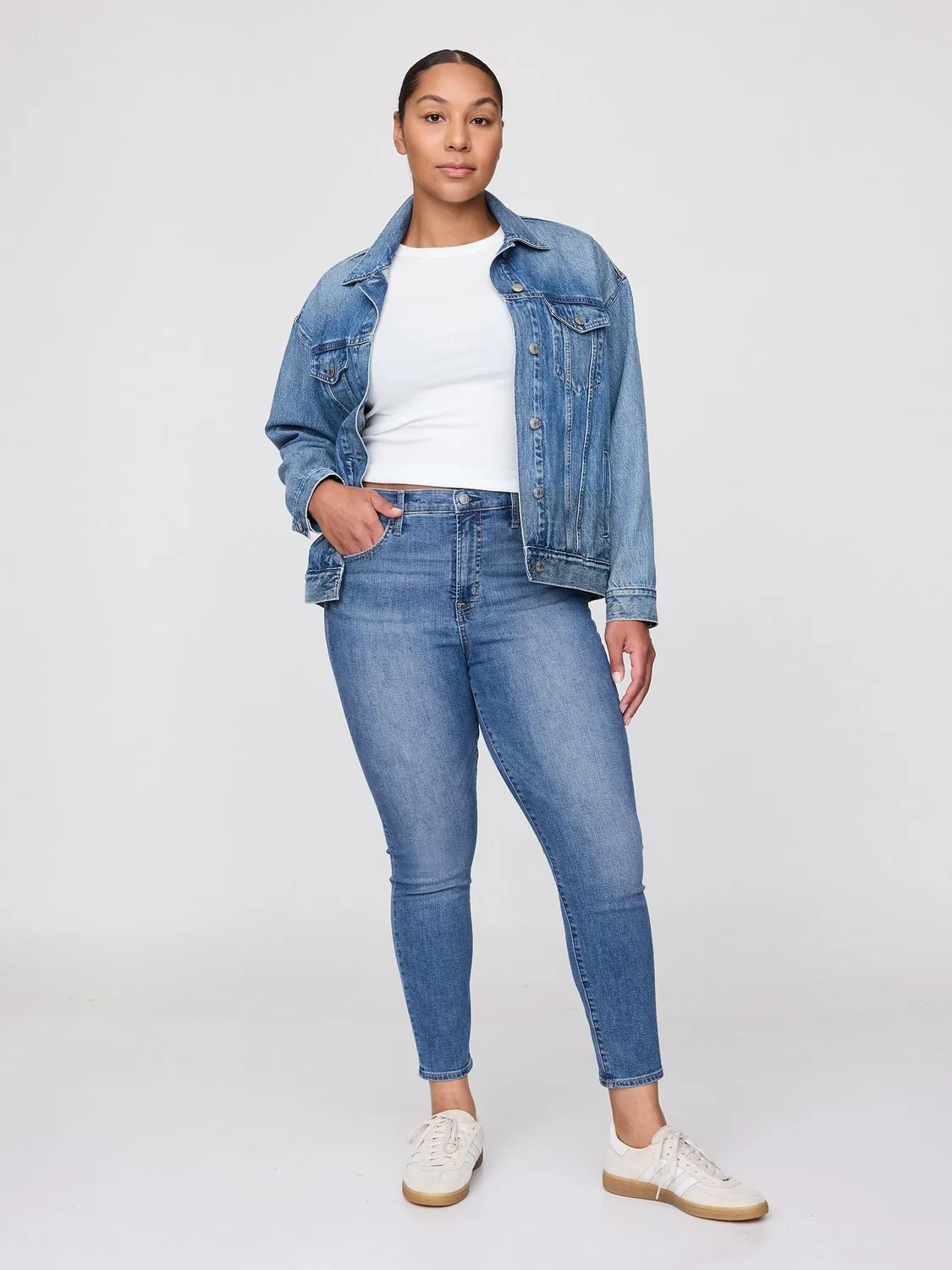 Джинсы скинни с высокой посадкой True Skinny Gap, синий — фото 4