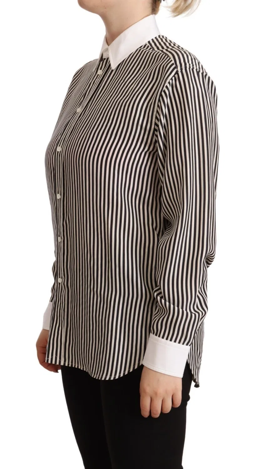 Женский топ с длинным рукавом с полосатым принтом Long Sleeves Polo Polo Ralph Lauren, Black/White — фото 3