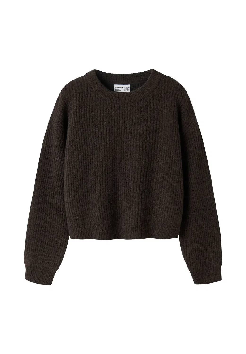 Nkfholly ls boxy short knit noos - jumper Name It, Chocolate Plum