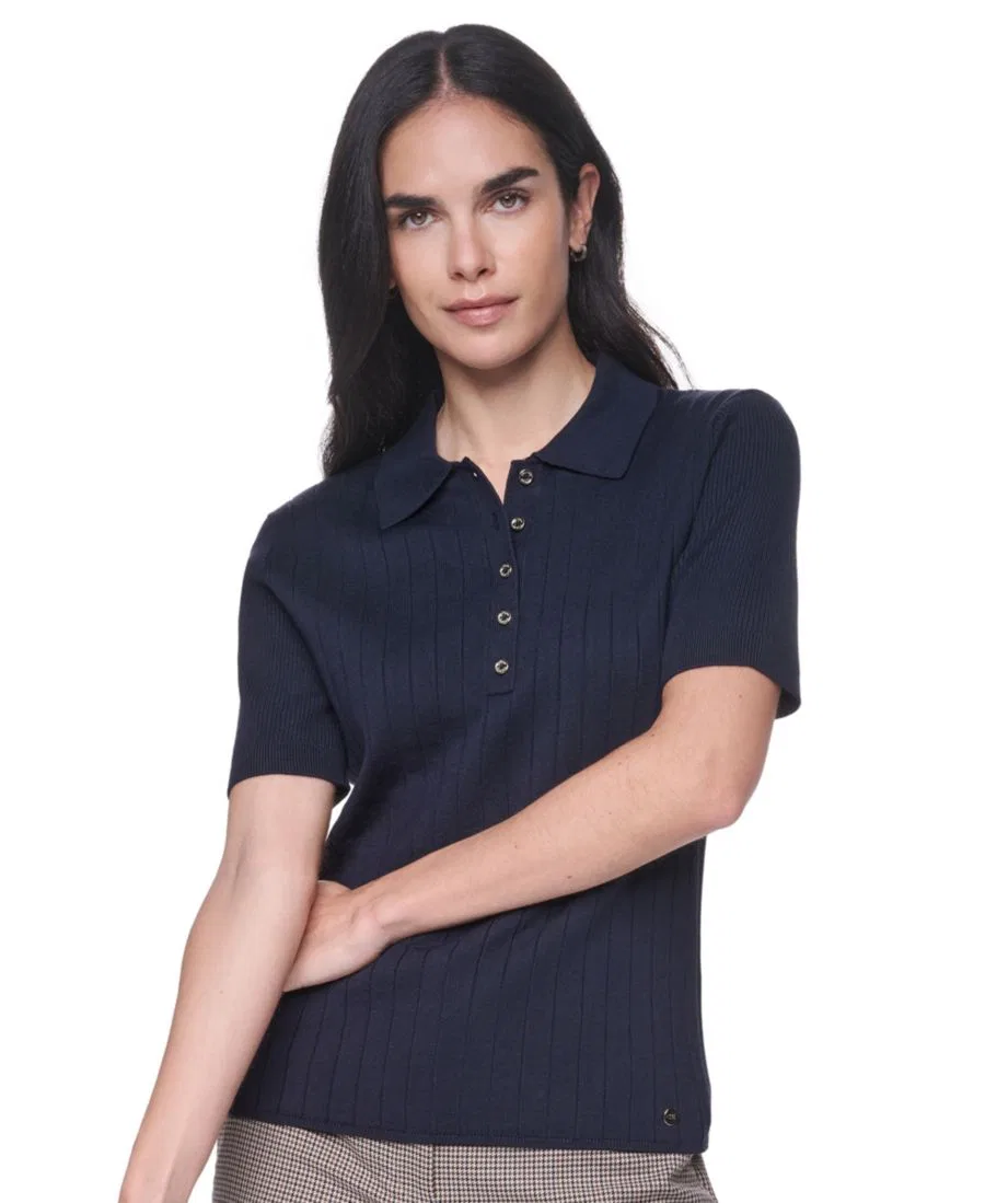 Женский пуловер-поло с коротким рукавом Tommy Hilfiger, Midnight