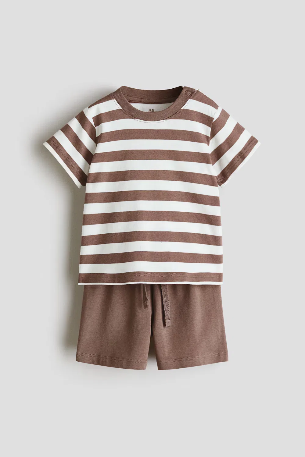 Комплект из двух предметов из хлопкового трикотажа H&M, Braun/Weiß Gestreift