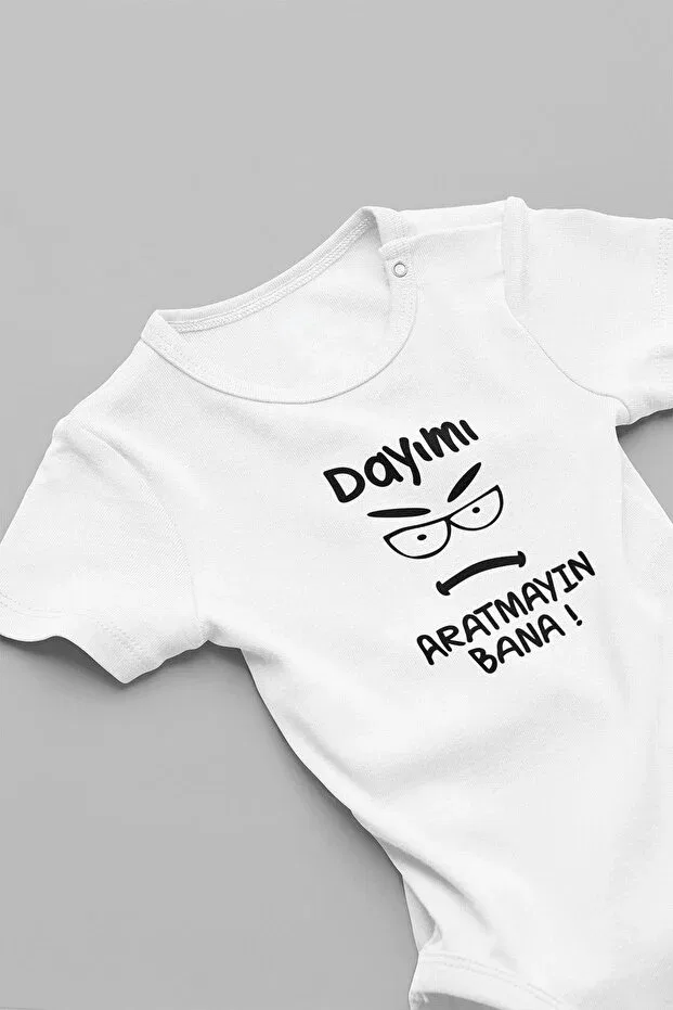 Детское боди с коротким рукавом Don'T make my uncle look for me Eydubaby, White