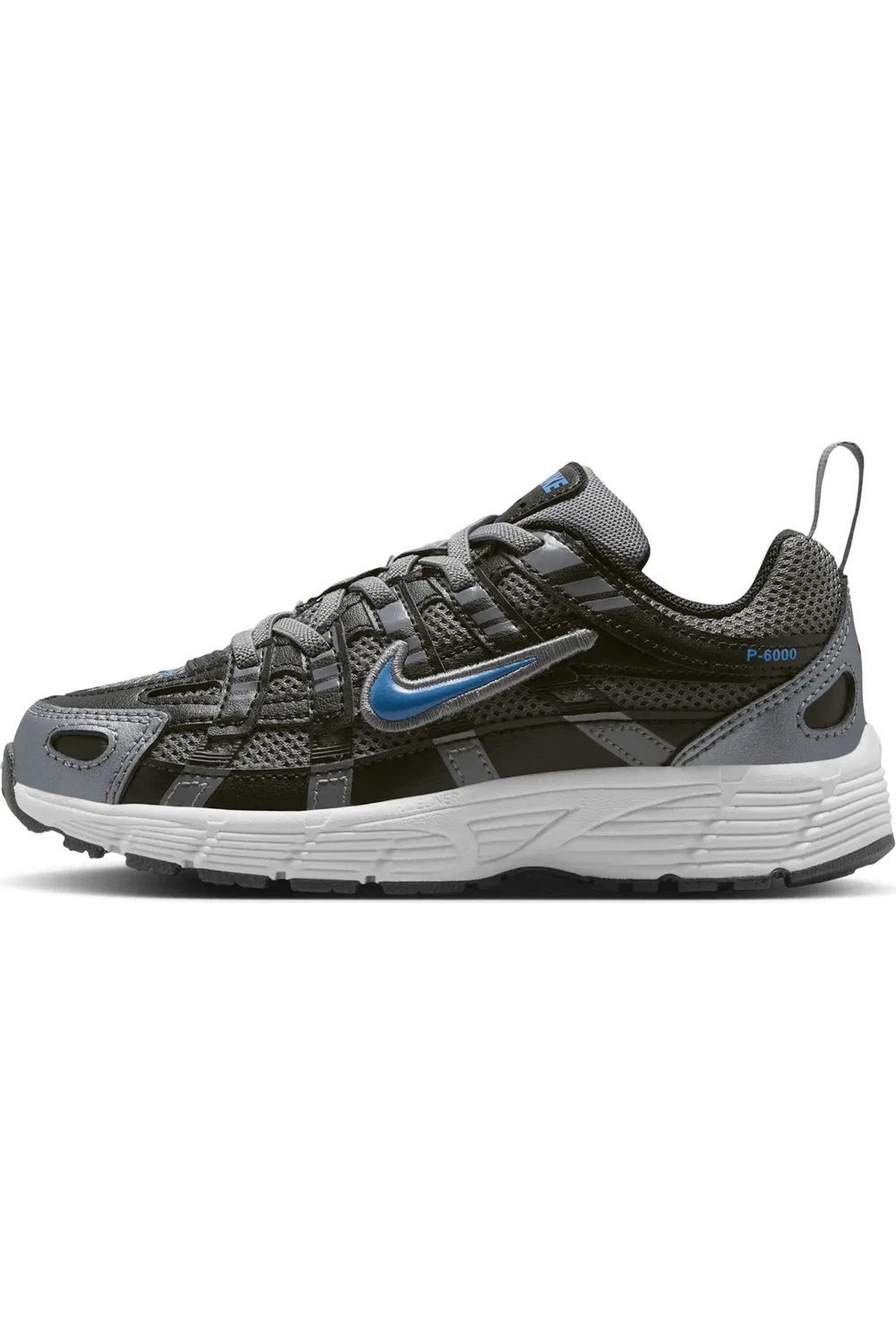 Кроссовки детские на шнуровке P-6000 Nike, Grey/Black/Platinum/Blue — фото 2
